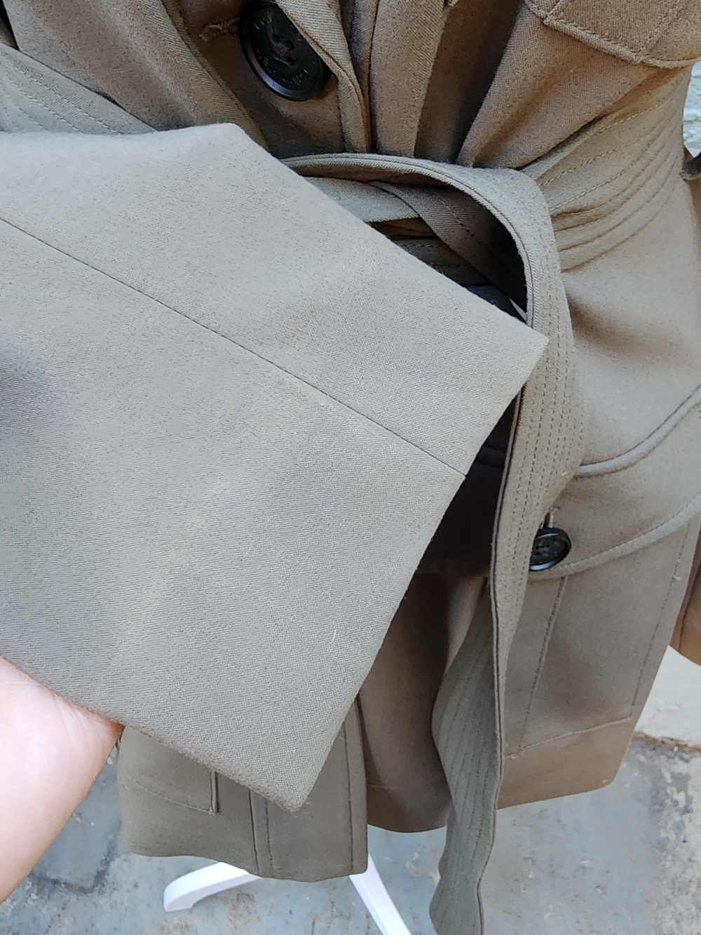 Calvin Klein Khaki Tan Belted Safari Blazer Jacket Utility Cargo Size 6 - Picture 8 of 16